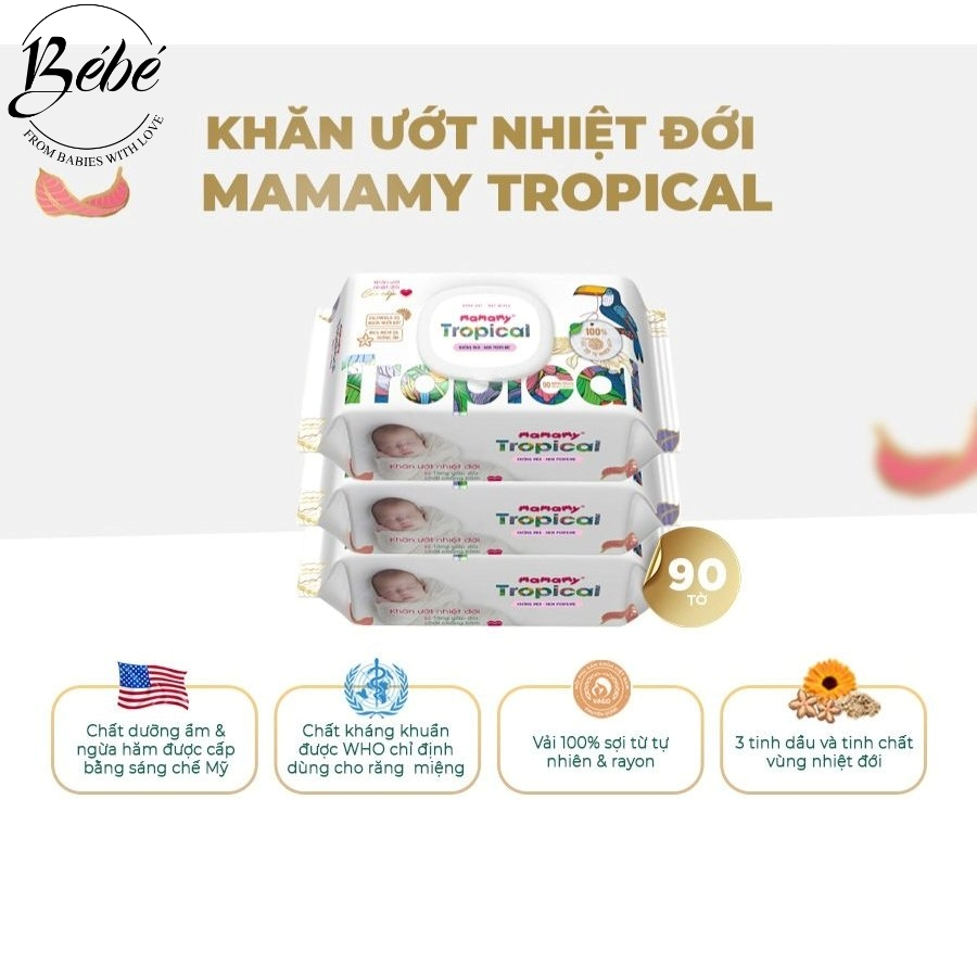 Khăn Ướt Mamamy Tropical 90 tờ Không Mùi