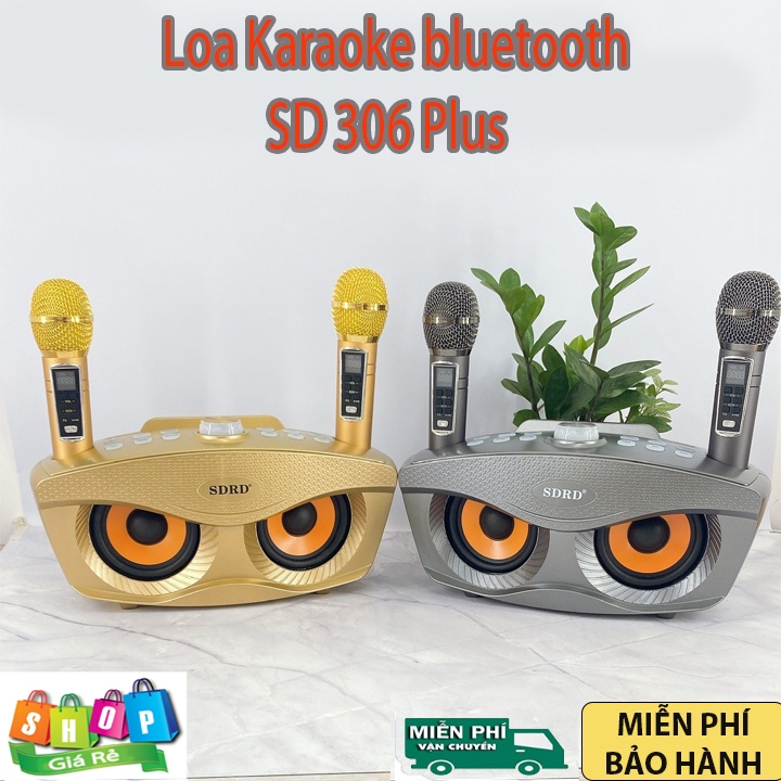 Loa karaoke bluetooth SD 306 Plus âm thanh chất lượng đỉnh cao,loa không dây kèm 2 micro hát song ca nhạc hay bass chuẩn