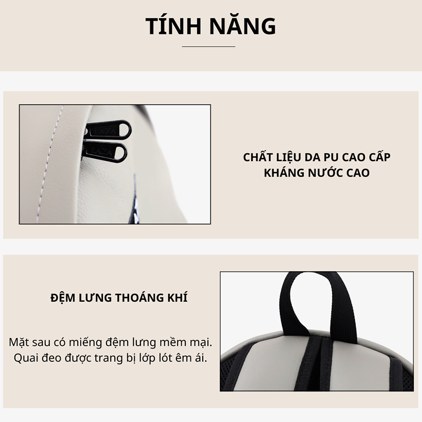 Balo LAZA chất liệu PU nhập khẩu chống thấm - Castil Backpack 613 - Bảo hành chính hãng