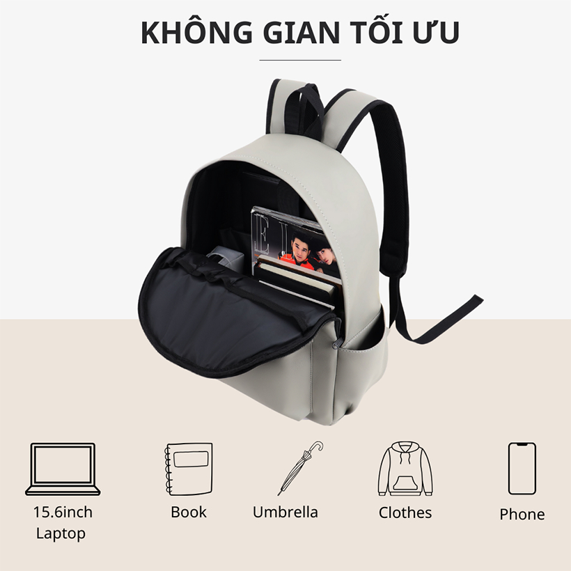 Balo LAZA chất liệu PU nhập khẩu chống thấm - Castil Backpack 613 - Bảo hành chính hãng