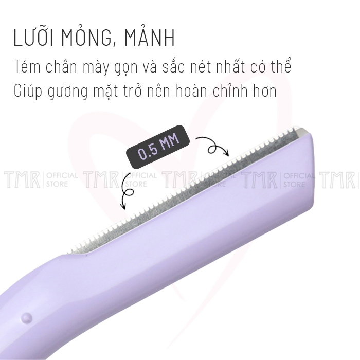 Dao cạo lông mày TMR chất liệu thép không gỉ nhỏ gọn, tiện dụng 3 màu