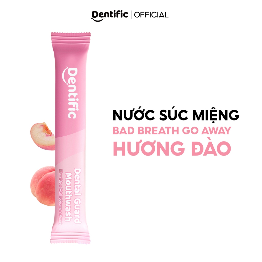 Combo 10 gói nước súc miệng hương đào mọng Dentific Peach Bad Breath Go