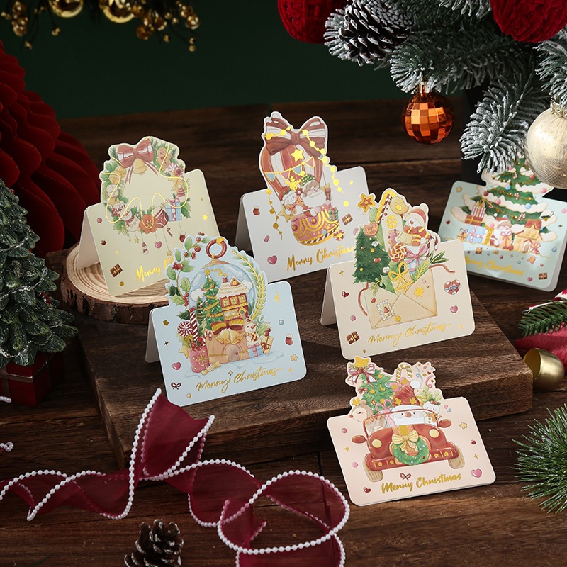 Thiệp giáng sinh hình cắt Noel sinh động TH08 bưu thiếp quà tặng giáng sinh hình cây thông, người tuyết