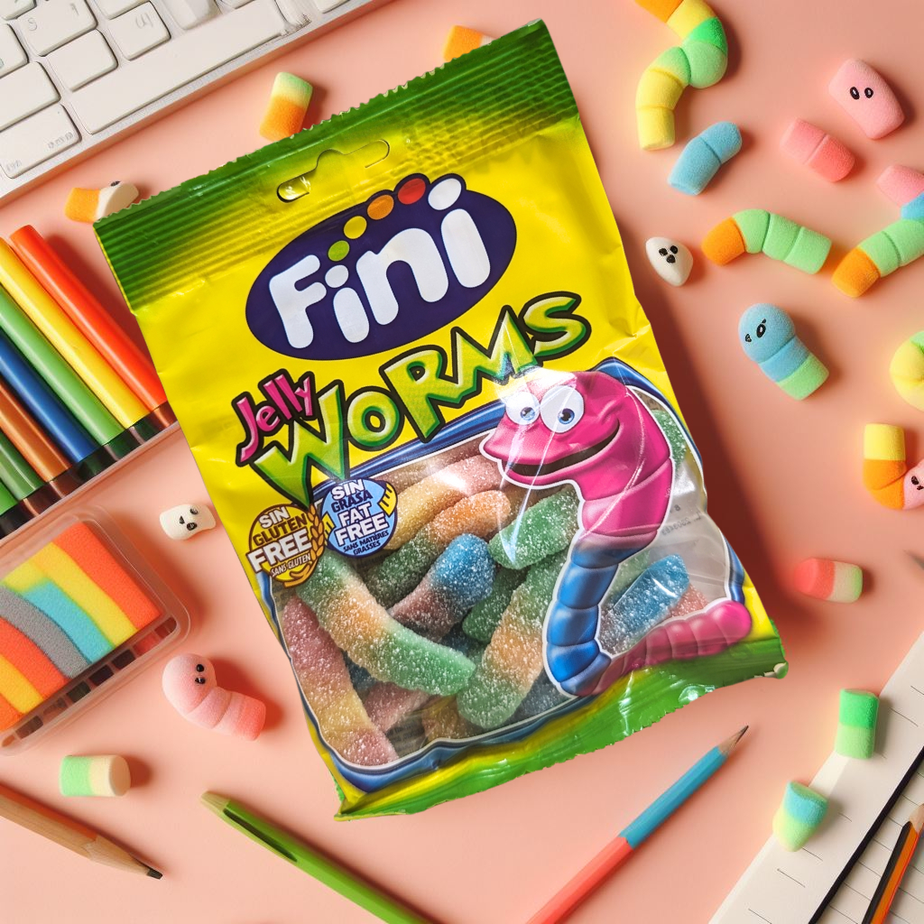 Kẹo dẻo Fini Jelly Worms Sâu chua 90g Vị Trái Cây