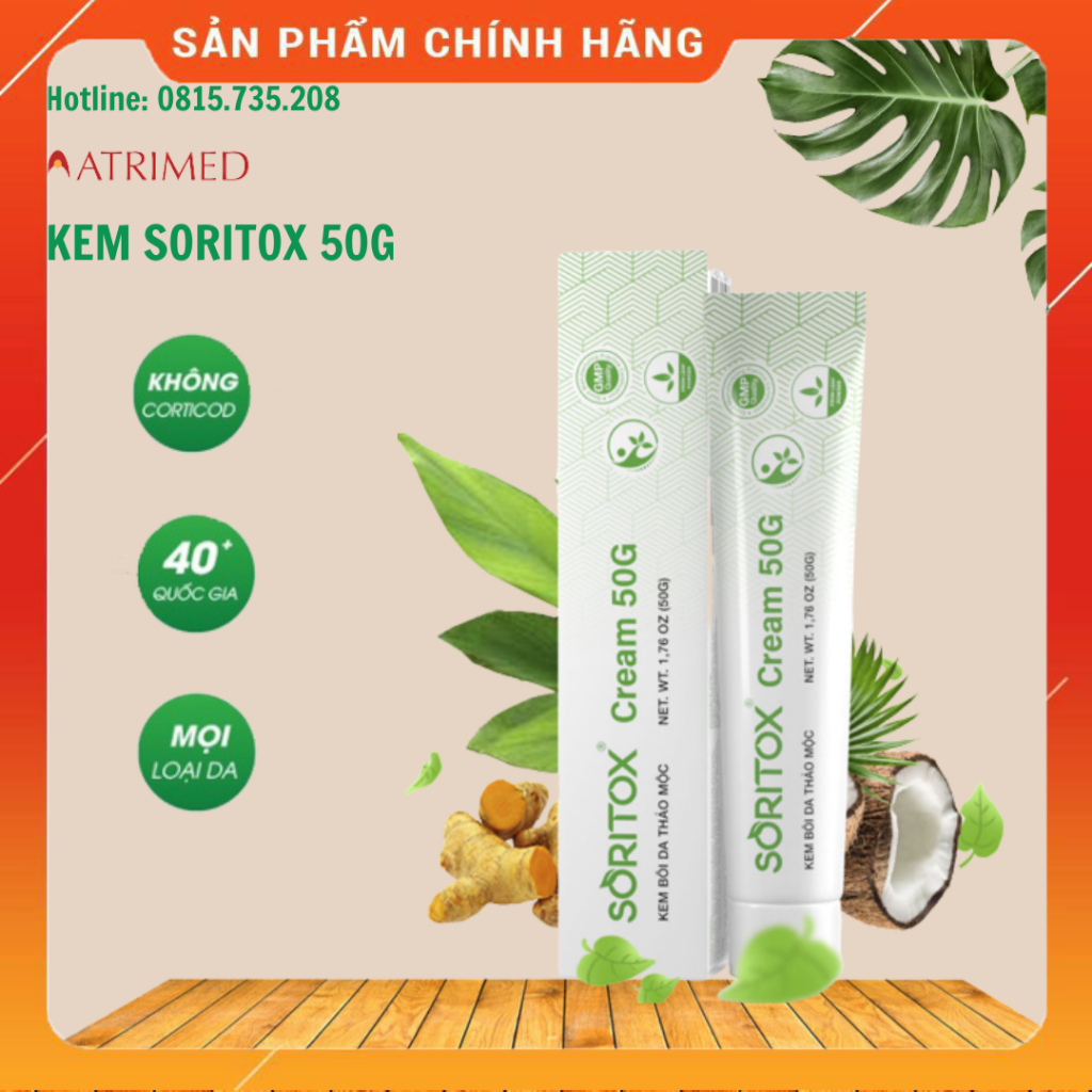 Kem Vảy Nến Soritox - Phục hồi da vảy nến, viêm da, á sừng từ thảo mộc lá Neem