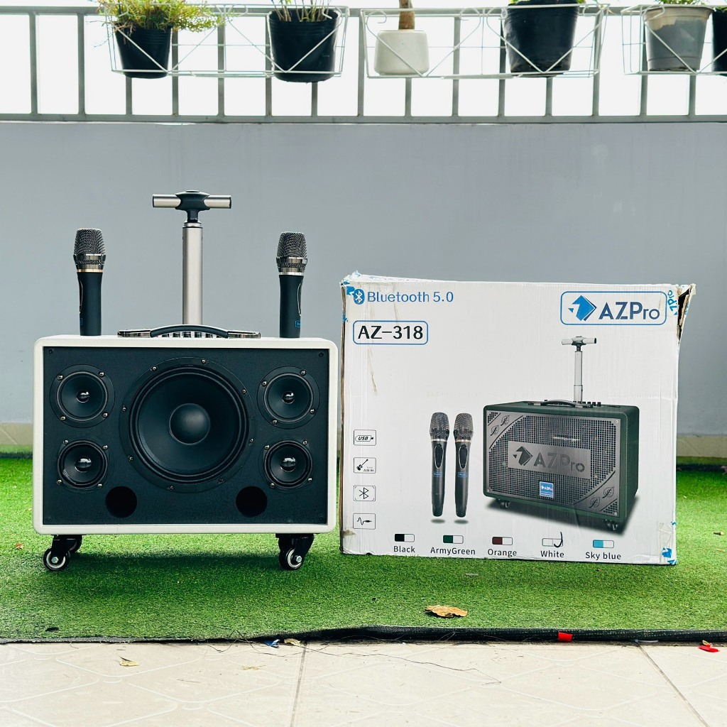 Loa kéo xách tay di động AZPro AZ-318 Bass 20 tặng kèm 2 Micro không dây kim loại. Âm thanh ra cực đỉnh, bảo hành 12th