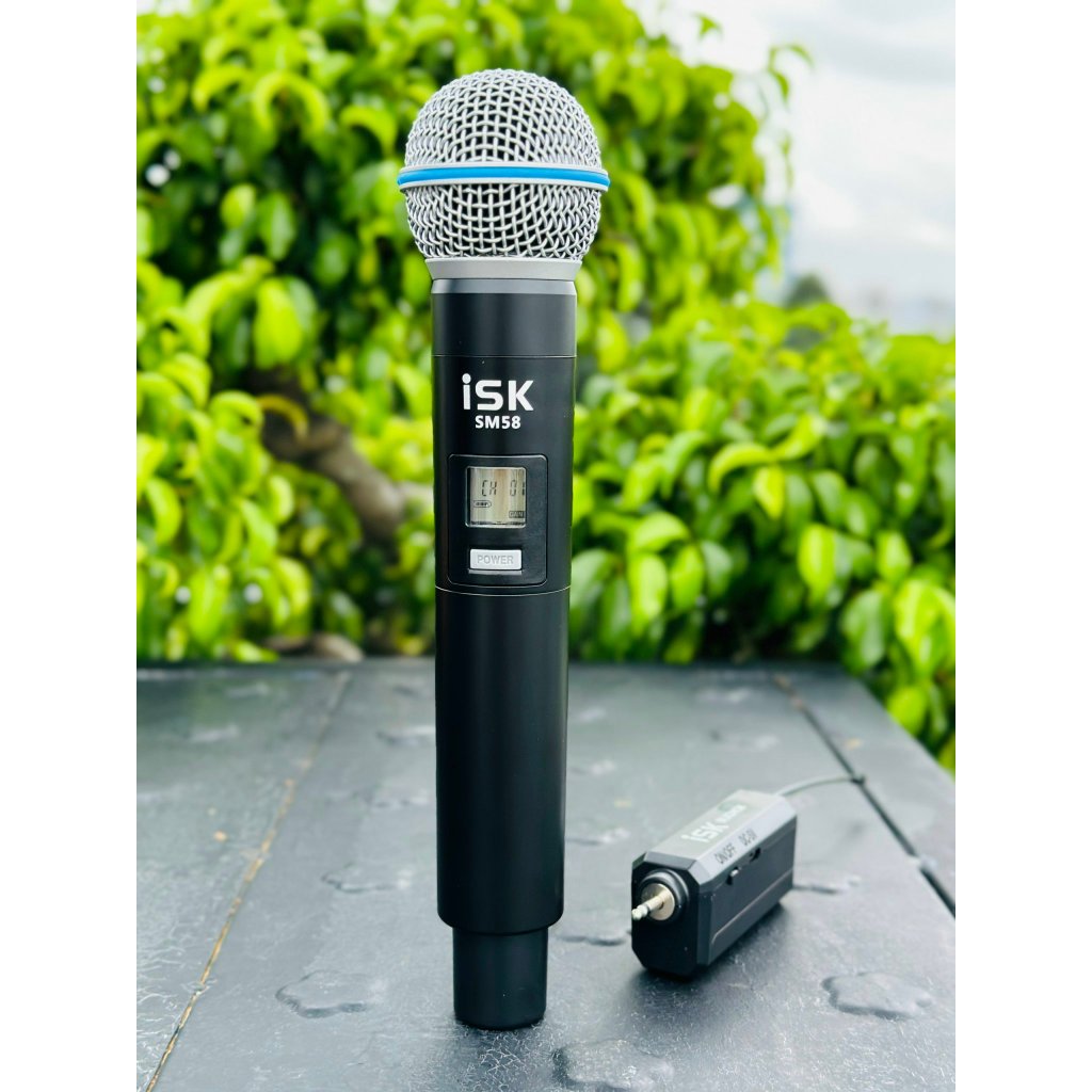 Trọn Bộ 2 Micro Hát Karaoke Không Dây isk SM58 Cao Cấp. Micro Không Dây Thiết Kế Tinh Tế - Gọn Nhẹ - Hút Âm Tốt