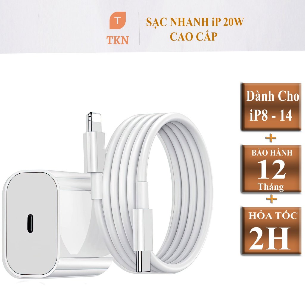 Bộ Củ Cáp Sạc Nhanh PD 20W Bảo Hành 12 Tháng,Không Nóng Máy ,An Toàn Ổn Định TKN