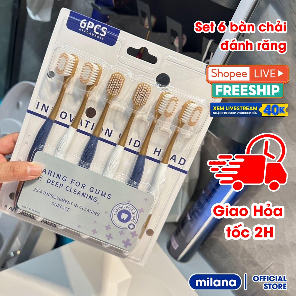 Combo 6 bàn chải đánh răng nội địa Trung CHOCOIKES lông mềm, chải siêu êm, làm sạch sâu đánh sạch mảng bám