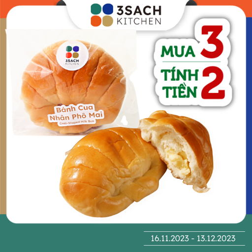 Bánh Mì Cua Nhân Phô Mai 3Sach Kitchen (Cái 65Gr)