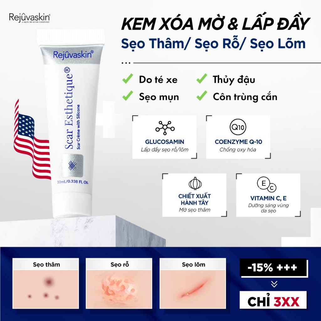 Kem Xóa Sẹo Thâm / Rỗ / Lõm Scar Esthetique Rejuvaskin 30ml