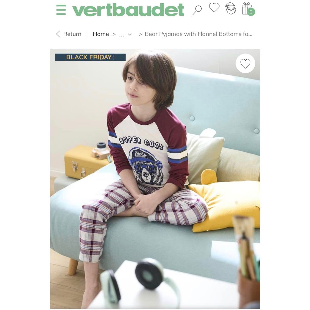 Bộ PJ 2311 verbaudet quần kẻ tay phối cho bé