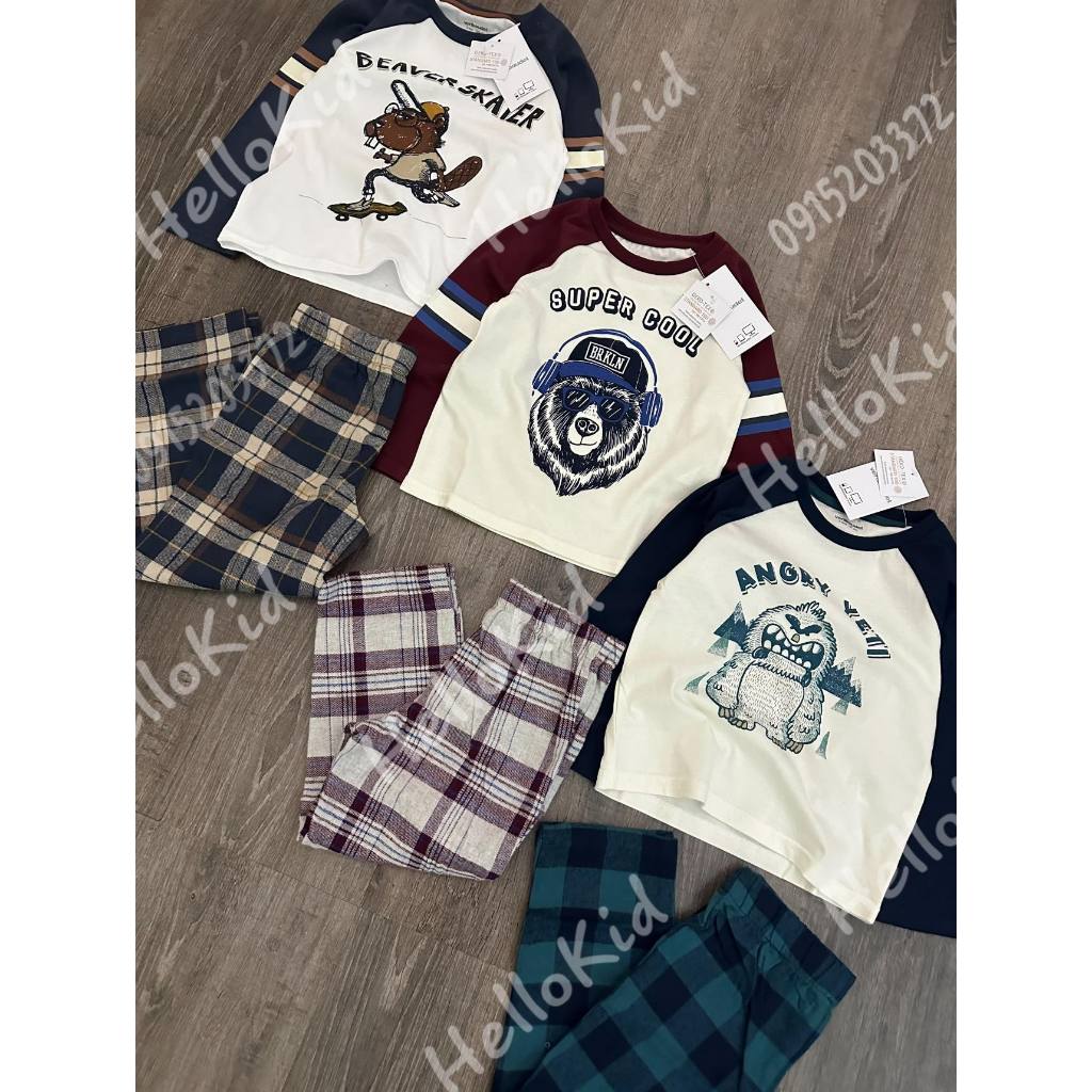 Bộ PJ 2311 verbaudet quần kẻ tay phối cho bé