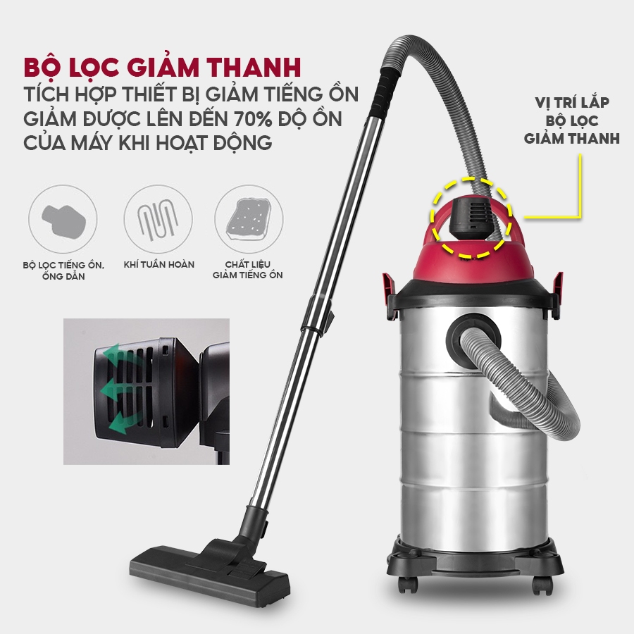Máy hút bụi nhập khẩu FUJIHOME VC20 Hút bụi gia đình, văn phòng, nhà hàng - Công suất lớn 1200w - Hút khô ướt, thổi