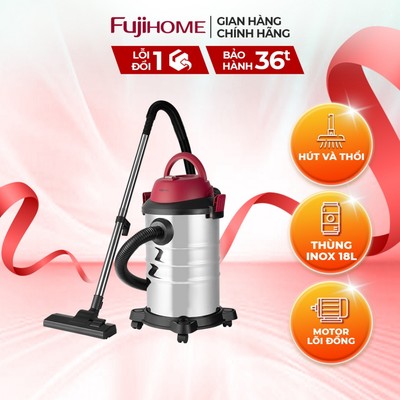 Máy hút bụi gia đình FUJIHOME VC18 Công suất lớn 1200w - 3 chế độ khô, ướt, thổi - Bảo hành 36 tháng