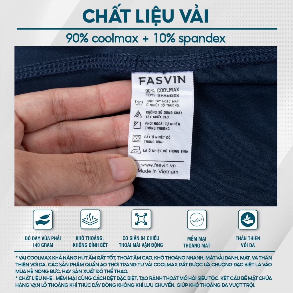 Bộ quần áo thể thao nam FASVIN AD23605+DC22532 vải thể thao cao cấp mềm mại hàng nhà máy chính hãng