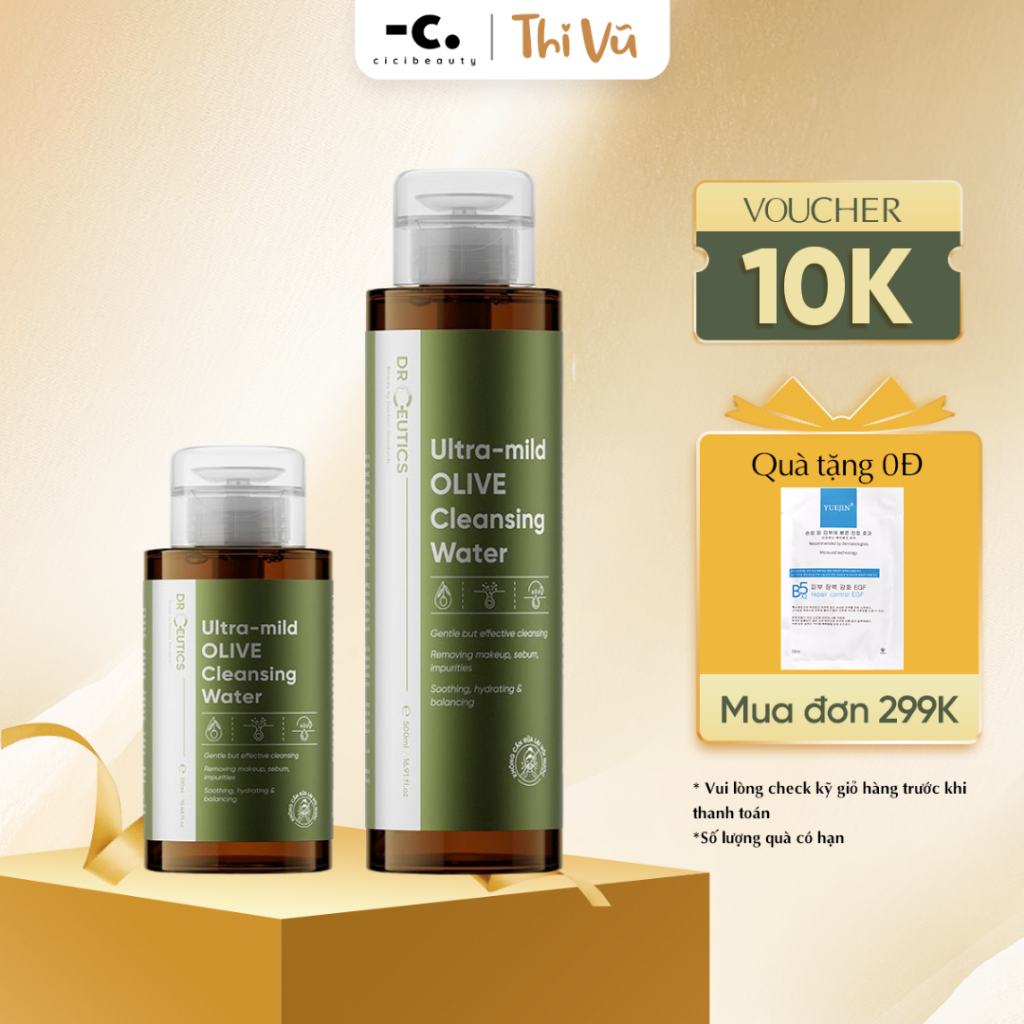 Nước Tẩy Trang DrCeutics Ultra-mild OLIVE Cleansing Water Cho Mọi Loại Da, Da Nhạy Cảm 310ml 500ml