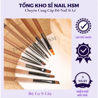 Bộ 9 cây cọ vẽ móng nail cao cấp chuyên nghiệp - Tổng Sỉ Nail HSM