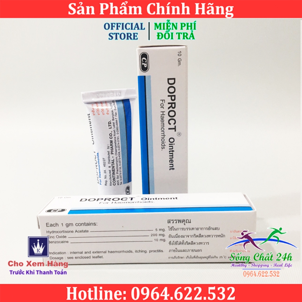 Kem Bôi Trĩ DOPROCT Thái Lan giúp co và giảm đau ngay sau 1 tuần sử dụng