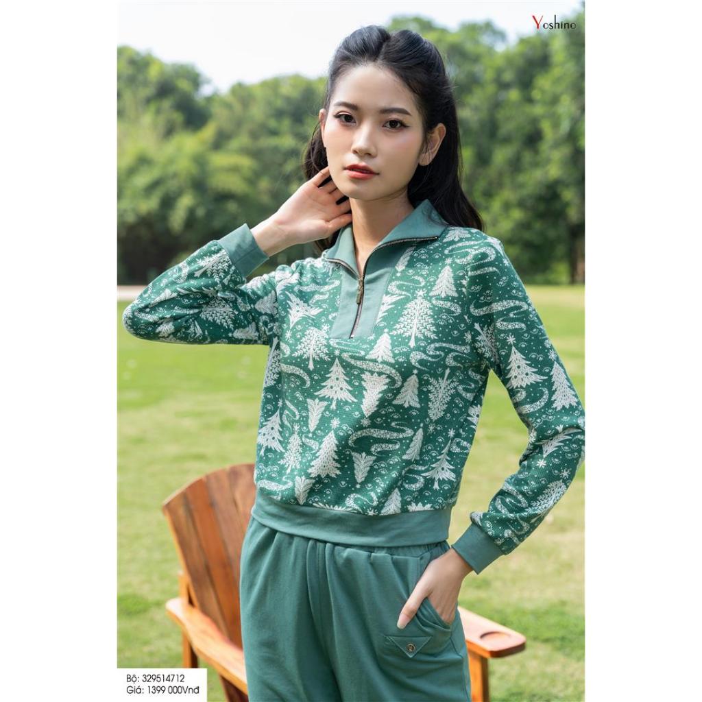 Bộ đồ thể thao cổ bẻ hoạ tiết Yoshino