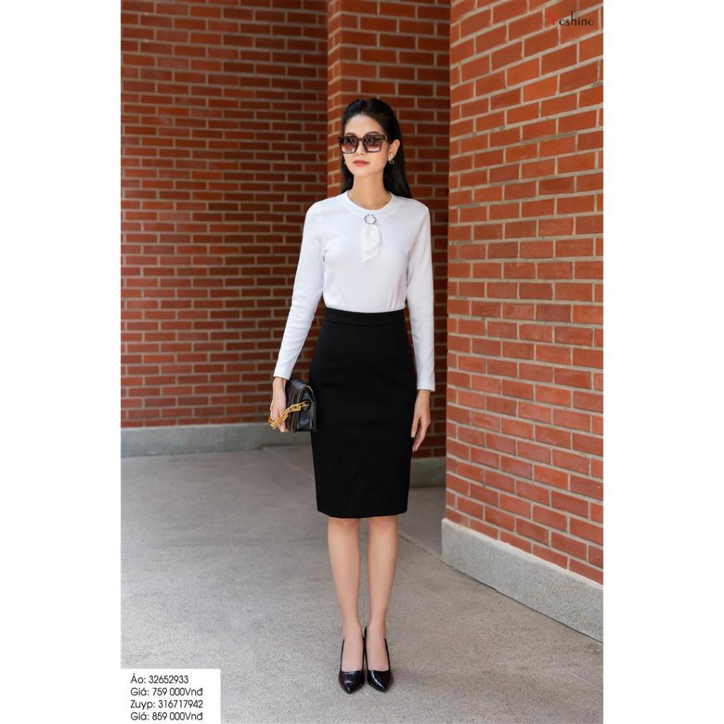 Áo len tăm cổ đính nơ tròn Yoshino