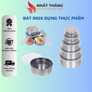 Bộ 5 Hộp Đựng Thực Phẩm Inox Kèm Nắp Nhựa - An Toàn Cho Sức Khỏe Người Sử Dụng