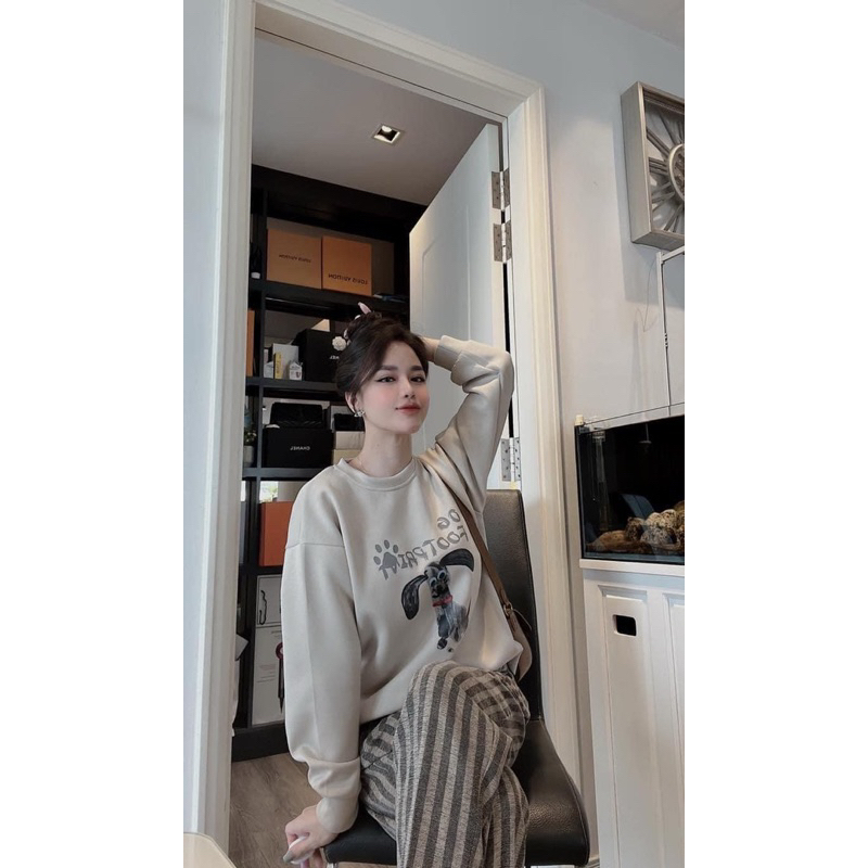 SET BỘ NỈ CHỮ DOG FOOTPRI IN CHÓ XÁM