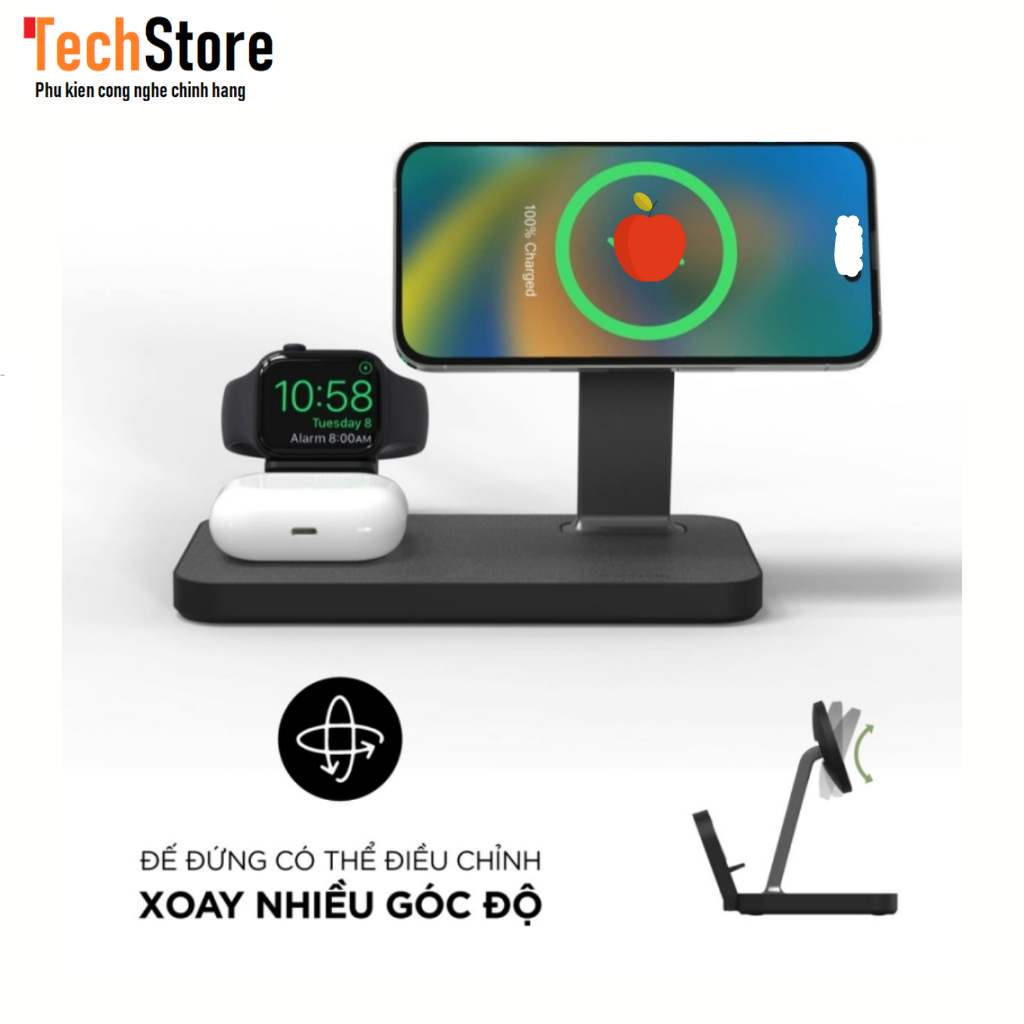Sạc không dây mophie Snap+ 3-in-1, 15w Wireless Charger - 401309755