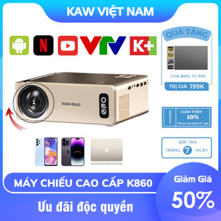 Máy chiếu mini kaw k860, máy chiếu gia đình chính hãng, độ sáng cao 3500 lumens, độ phân dải 1080 hộ trợ 4k