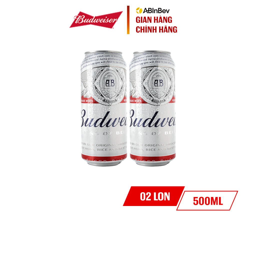 [Grocery Gift] Combo 2 Lốc 4 lon bia Budweiser (500ml/lon) [DATE 23/2/2024]