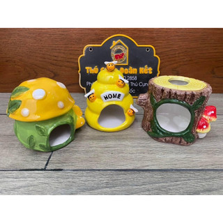 Nhà ngủ sứ làm mát cho hamster: nấm, tổ ong, gốc cây