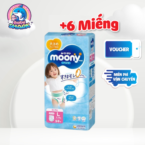 Tã/bỉm quần dán Moony Xanh Cộng Miếng Size NB82/S76/M58/L58/M58/L50/XL44/XXL30