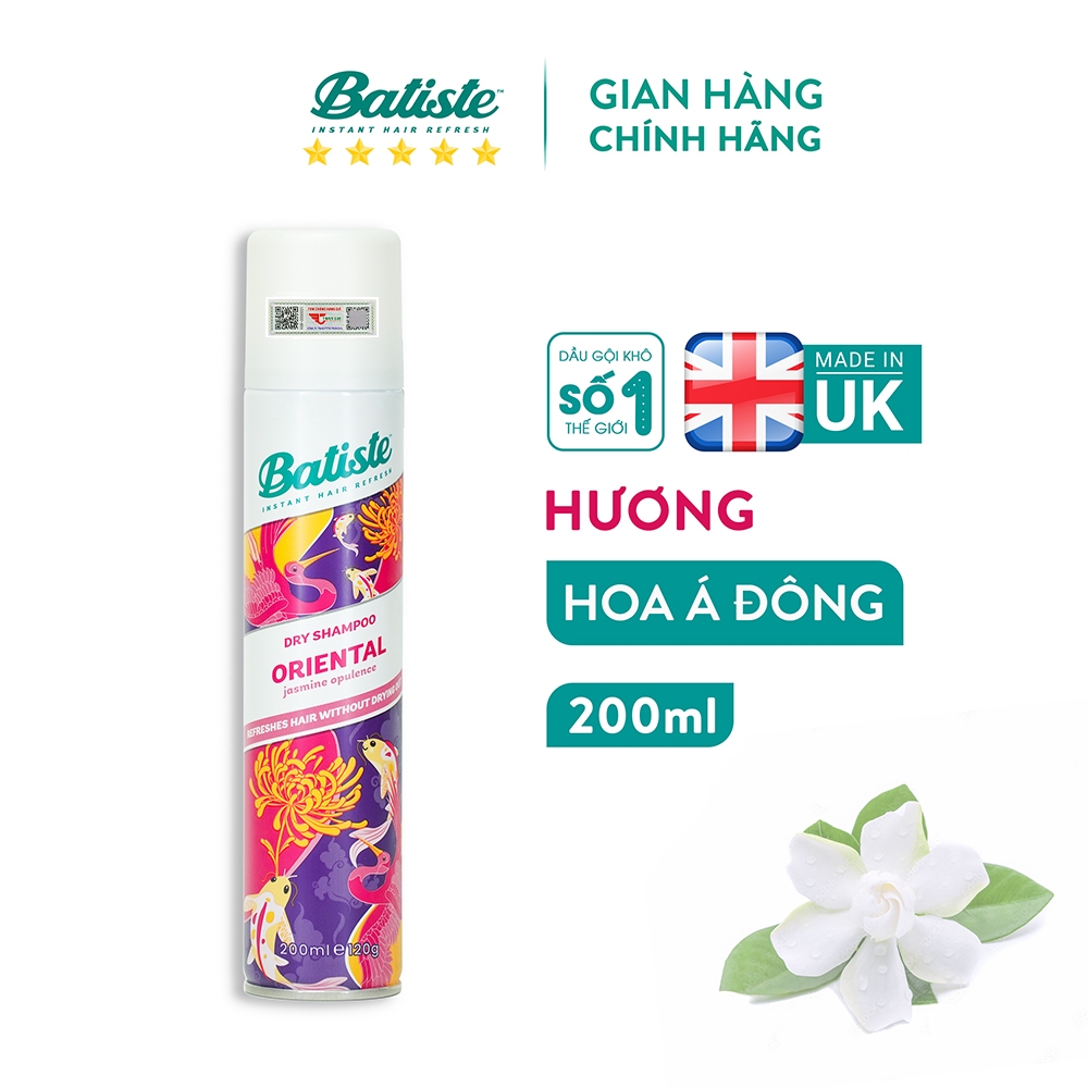 Dầu Gội Khô Batiste Hương Hoa Á Đông Sang Trọng Quý Phái - Batiste Dry Shampoo Pretty & Opulent Oriental 200ml