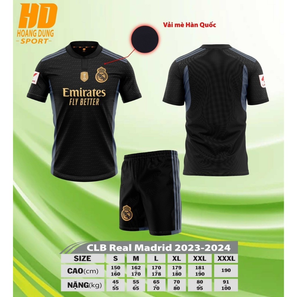 Áo Bóng Đá Các Clb Real ManCity Fullham Mùa 23-24 Mới Nhất, Áo Đá BóngChất Liệu Vải Thun Co Giãn Mềm Mại Thấm Hút Tốt