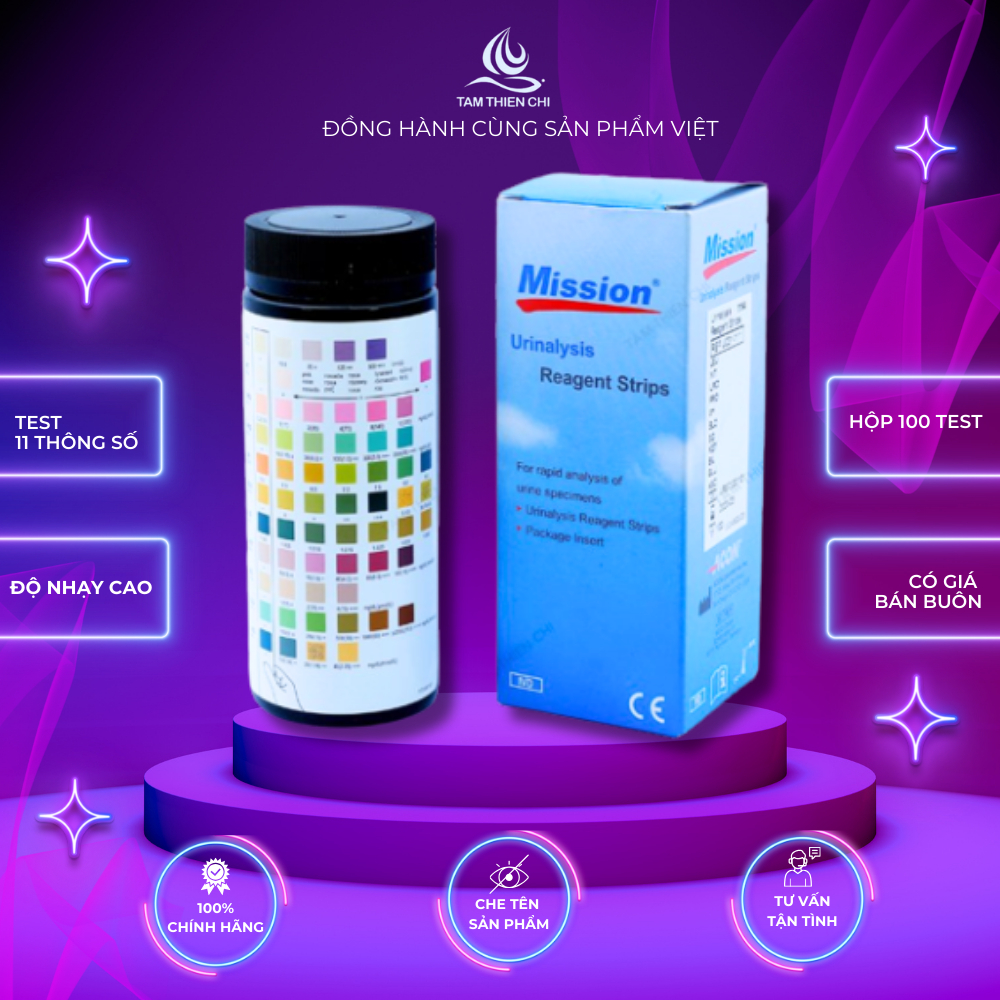 Que thử nước tiểu ACON Mission 11 thông số hộp 100 test