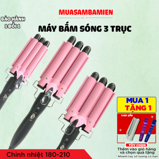 Máy uốn tóc 3 trục dập sóng nước làm tóc đẹp chuẩn salon tóc, uốn sóng nước HE19