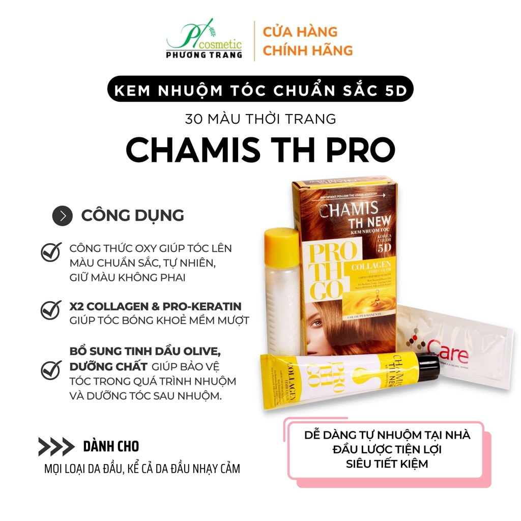 Thuốc Nhuộm Tóc Tại Nhà 30 Màu Thời Trang: Nâu, Đỏ Tía, Vàng,..  lên màu chuẩn, không cần tẩy 5D Thời Trang Chamis THtẩy