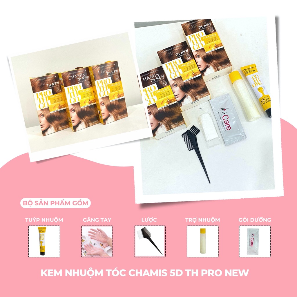 Thuốc Nhuộm Tóc Tại Nhà 30 Màu Thời Trang: Nâu, Đỏ Tía, Vàng,..  lên màu chuẩn, không cần tẩy 5D Thời Trang Chamis THtẩy
