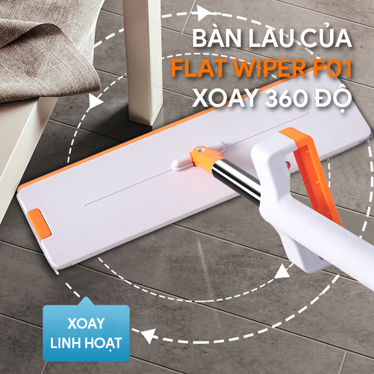 Cây lau nhà tự vắt thông minh, chổi lau nhà tự vắt thiết kế silicon gạt nước đa năng GOSI FLAT WIPER F01