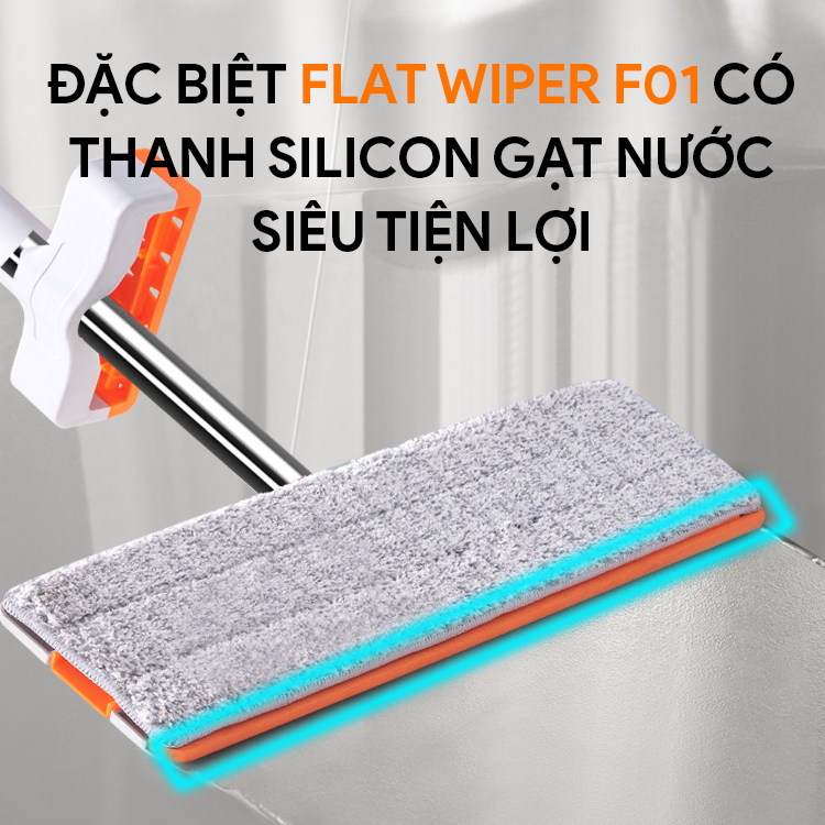 Cây lau nhà tự vắt thông minh, chổi lau nhà tự vắt thiết kế silicon gạt nước đa năng GOSI FLAT WIPER F01