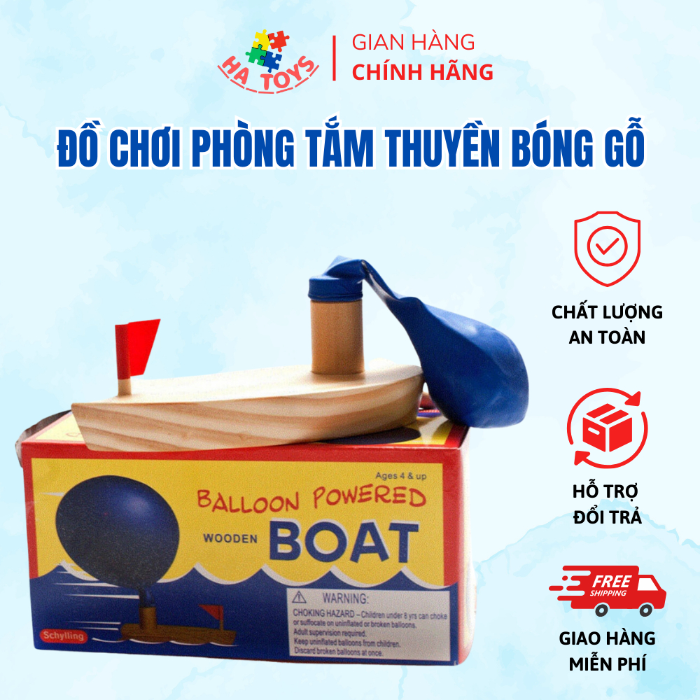 Đồ chơi phòng tắm thuyền bóng gỗ HA TOYS, trò chơi trẻ em cổ điển cho các hoạt động tắm biển HT1005