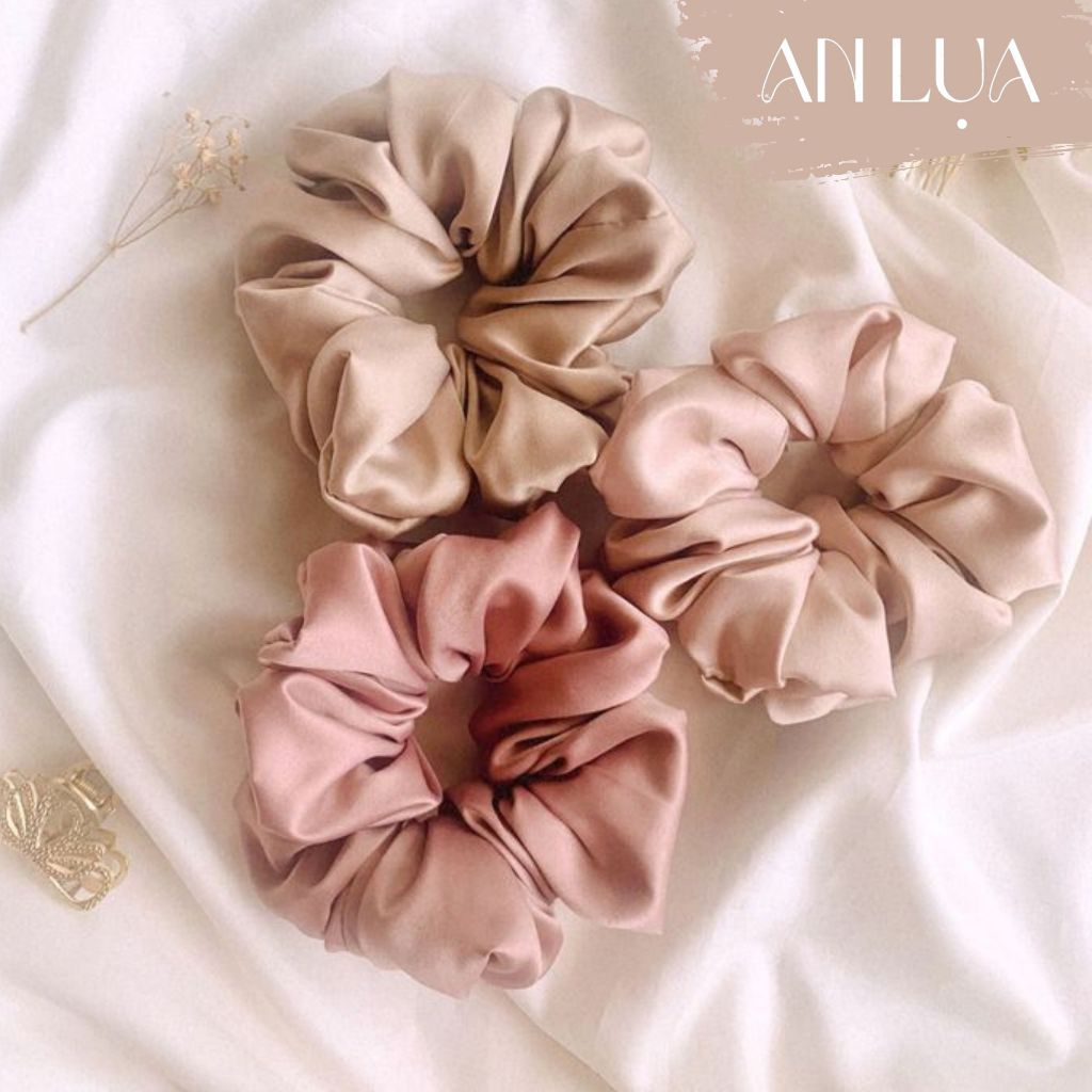Cột tóc Scrunchie An Lụa vải lụa cao cấp bảo vệ tóc