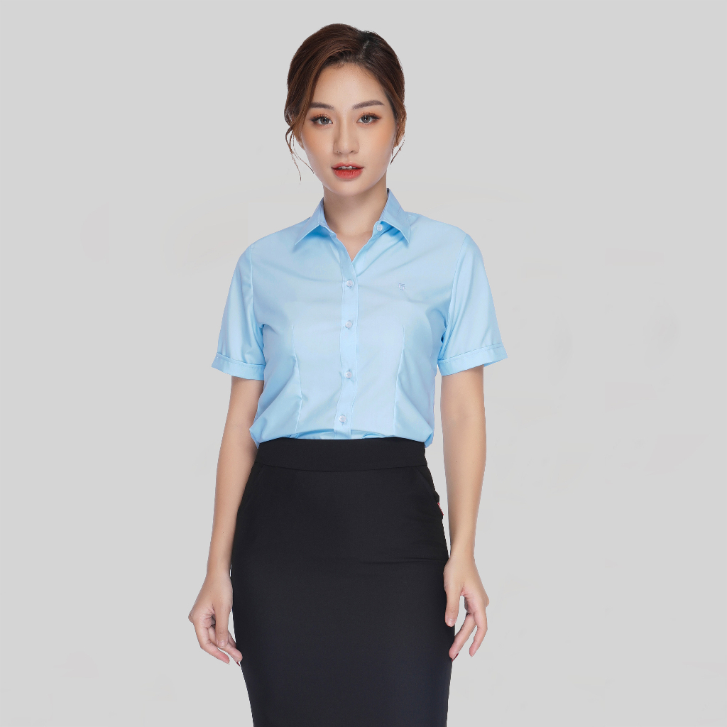 Áo sơ mi nữ công sở Thái Hòa thiết kế ngắn tay form rộng nhiều màu ASW0301-R01