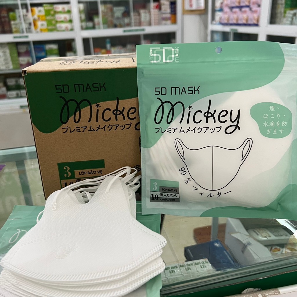 Thùng 100 cái khẩu trang 5D Mask Duy Khánh, khẩu trang micky đeo xinh và ôm mặt, dễ thở