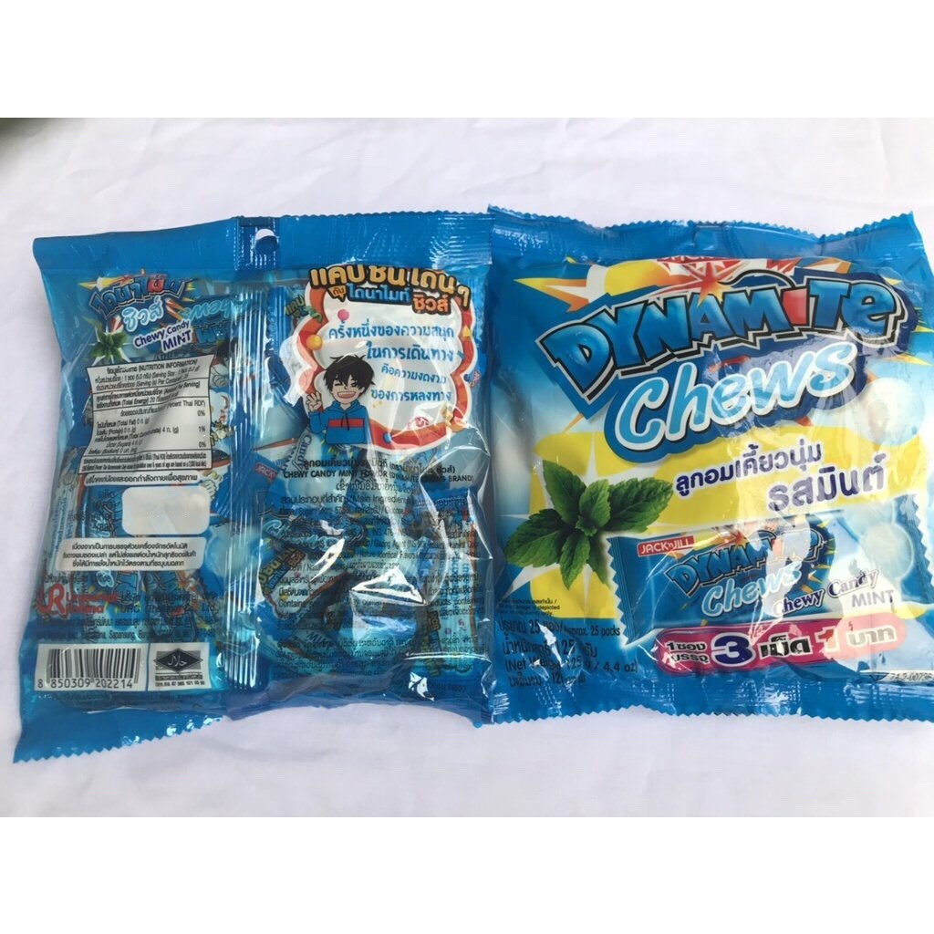 Kẹo Nhai xanh hương Bạc Hà 3 viên Dynamite Chews Mint Candy