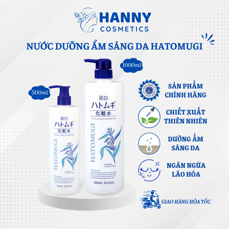 Nước hoa hồng nước dưỡng ẩm sáng da Hatomugi Nhật Bản chiết xuất ý dĩ 500ml 1000ml - Hanny