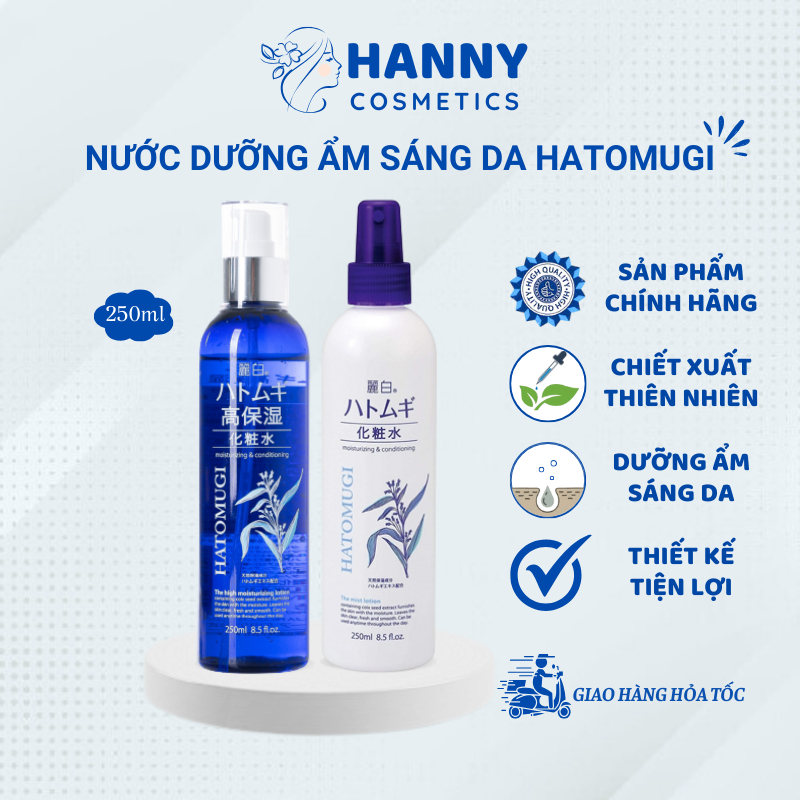 Nước hoa hồng nước dưỡng ẩm sáng da Hatomugi Nhật Bản chiết xuất Ý dĩ 250ml – Hanny