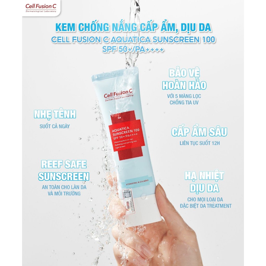 [COMBO 50ml + 35ml] Kem Chống Nắng Cấp Ẩm & Dịu Da Cell Fusion C Aquatica Sunscreen 100 SPF 50+/PA++++