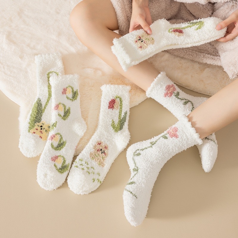 Tất Lolita Lông cừu Siêu xinh nữ họa tiết đơn giản cho mùa thu đông dễ thương T26