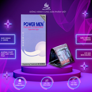 Bao cao su siêu mỏng truyền nhiệt POWERMEN hộp 12 chiếc